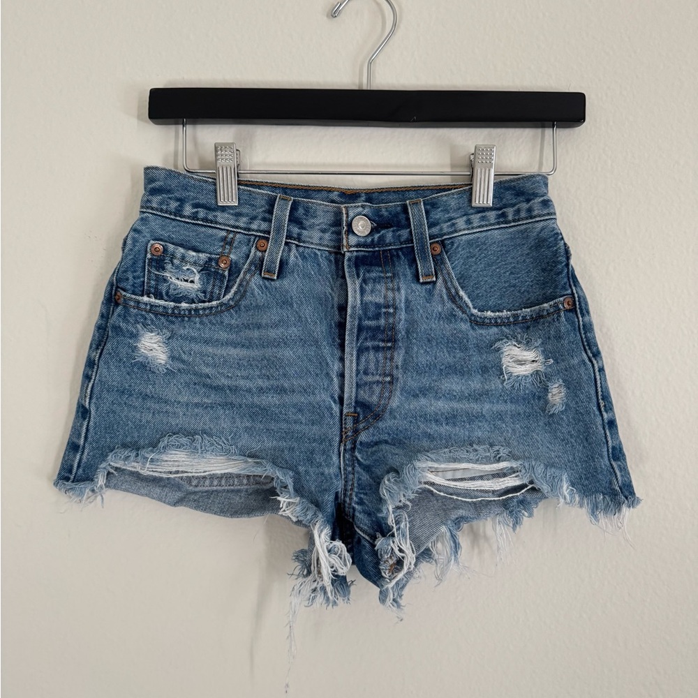 Levi’s Distressed Blue Denim Women Shorts